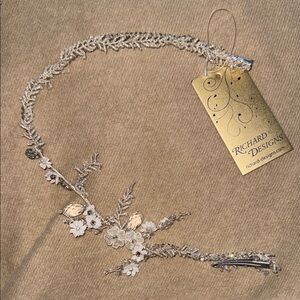 Silver Floral Headband Bridal